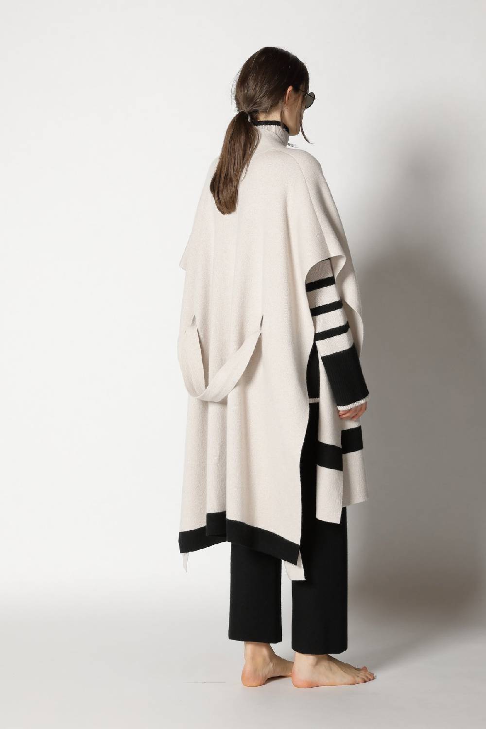 Sminfinity doubleface striped capecoat + slouchy striped turtle + gater cropped pants Top Angebot