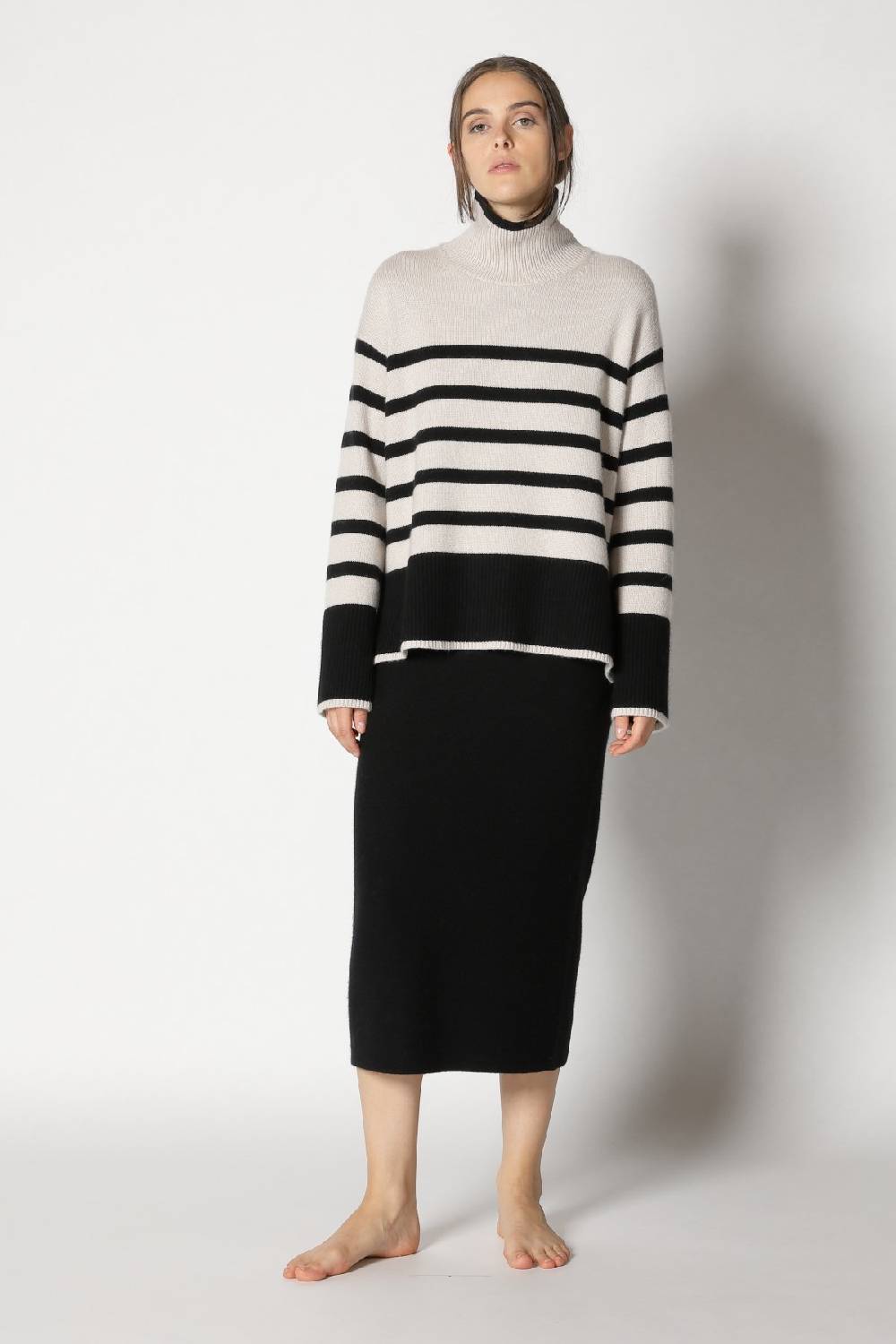 Sminfinity garter maxi dress + slouchy stripe turtle Online Outlet