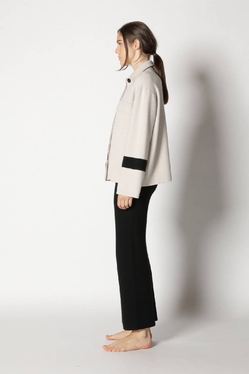Sminfinity doubleface striped shirtjacket + garter cropped pants Zeitlich begrenztes Angebot