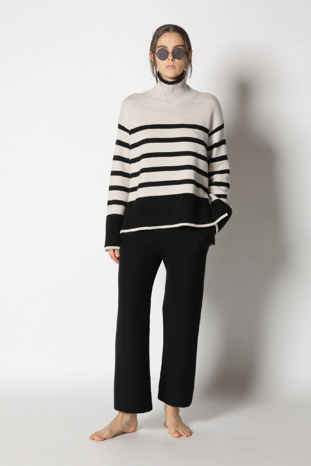 Sminfinity slouchy striped turtle + gater cropped pants Kauf eins, bekomm eins gratis