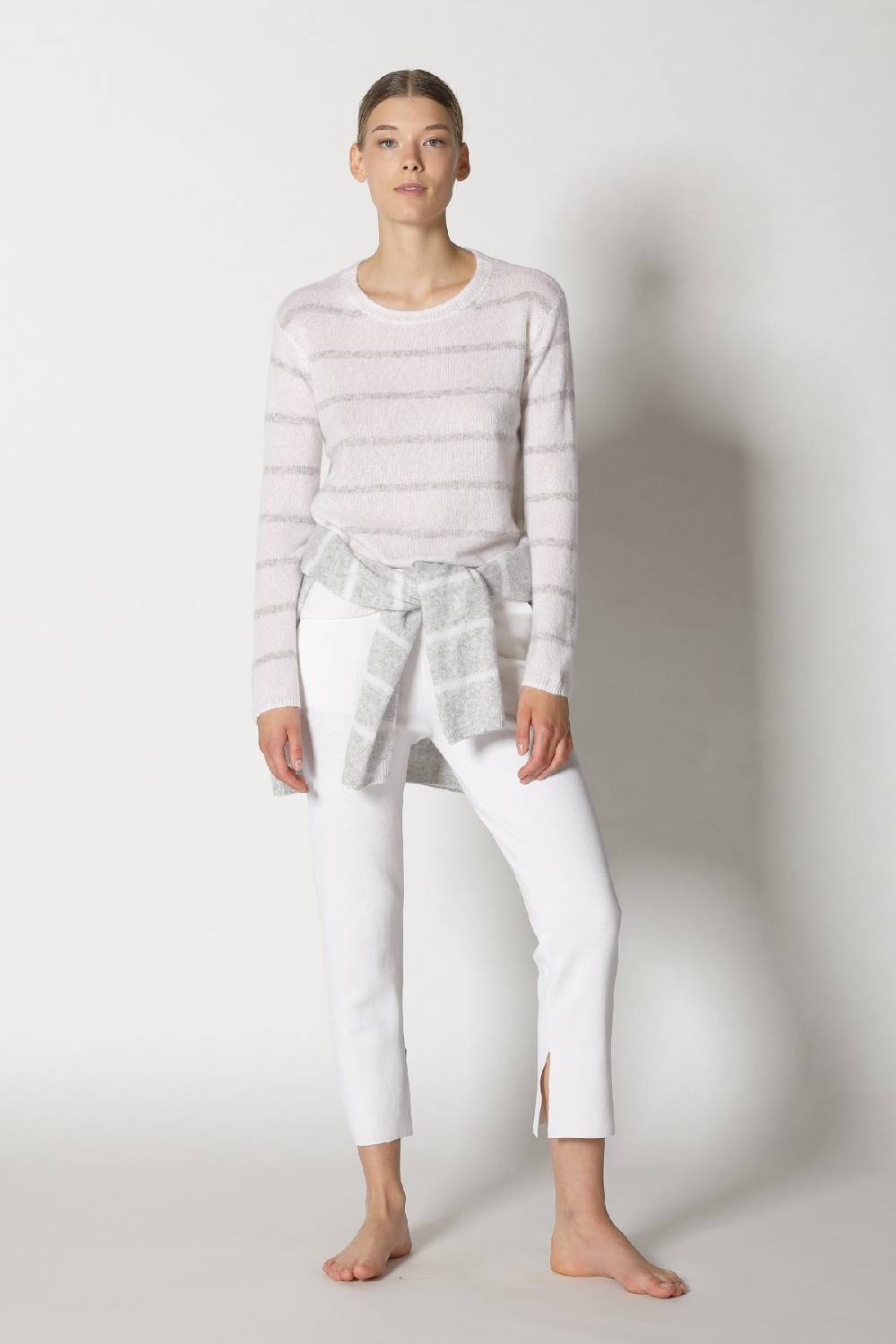 Sminfinity blurry stripe crewneck + silky cropped pants VIP-Rabatte