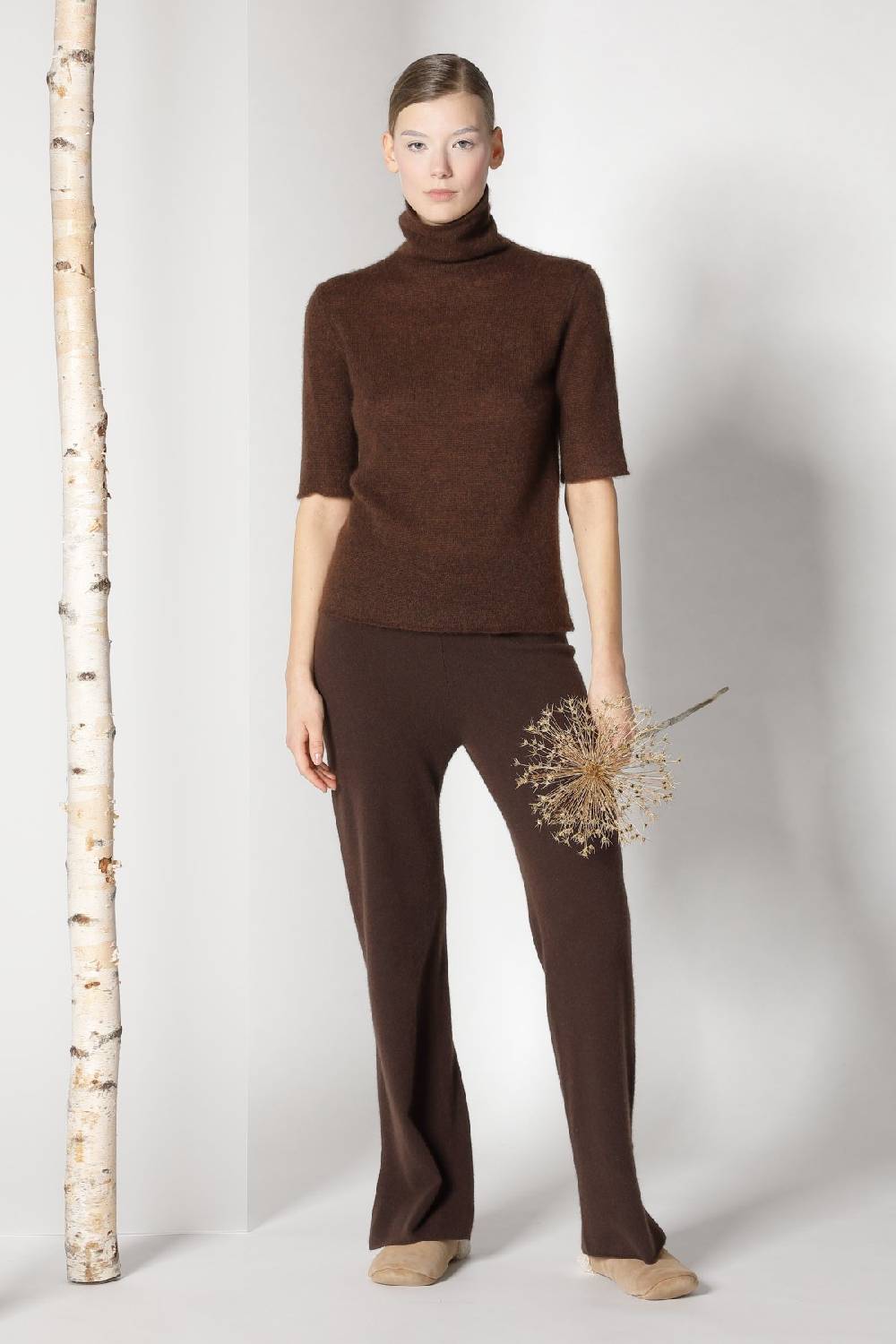 Sminfinity fluffy 1 Ply turtleneck + pure slitted pants Kostenloser Versand