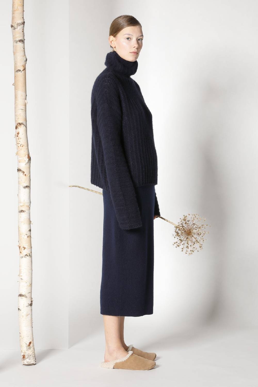 Sminfinity fluffy ribbed turtleneck jumper + pure all needle tulip skirt Limitierter Zeitrabatt
