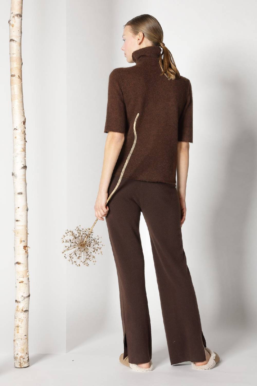 Sminfinity fluffy ribbed jacket + fluffy 1 Ply turtleneck + pure slitted pants Fabrik Onlineshop