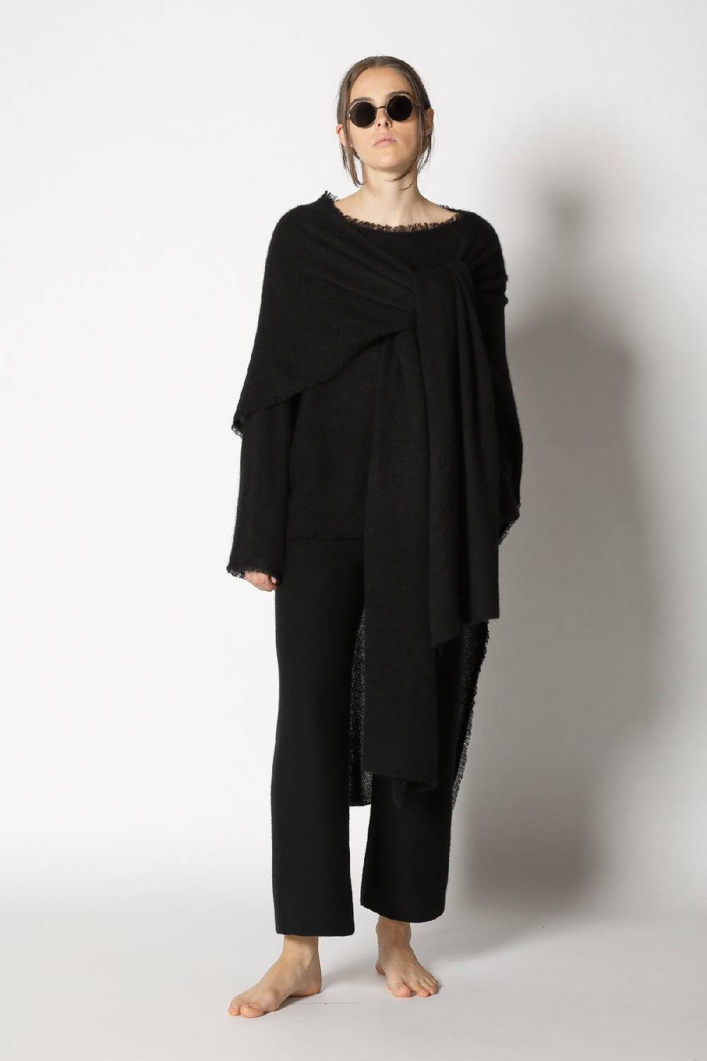 Sminfinity fluffy fringe boatneck + fluffy fringe cape + garter cropped pants Tiefpreis