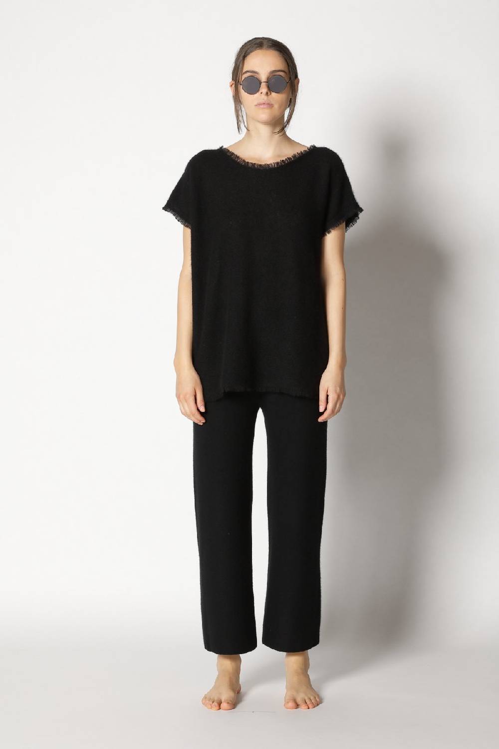 Sminfinity fluffy fringe top + garter cropped pants Super Sparpreis
