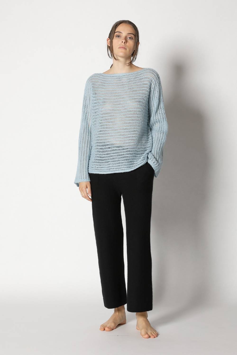 Sminfinity fluffy airy boatneck + fluffy airy plaid + garter cropped pants Kostenlose Rückgabe