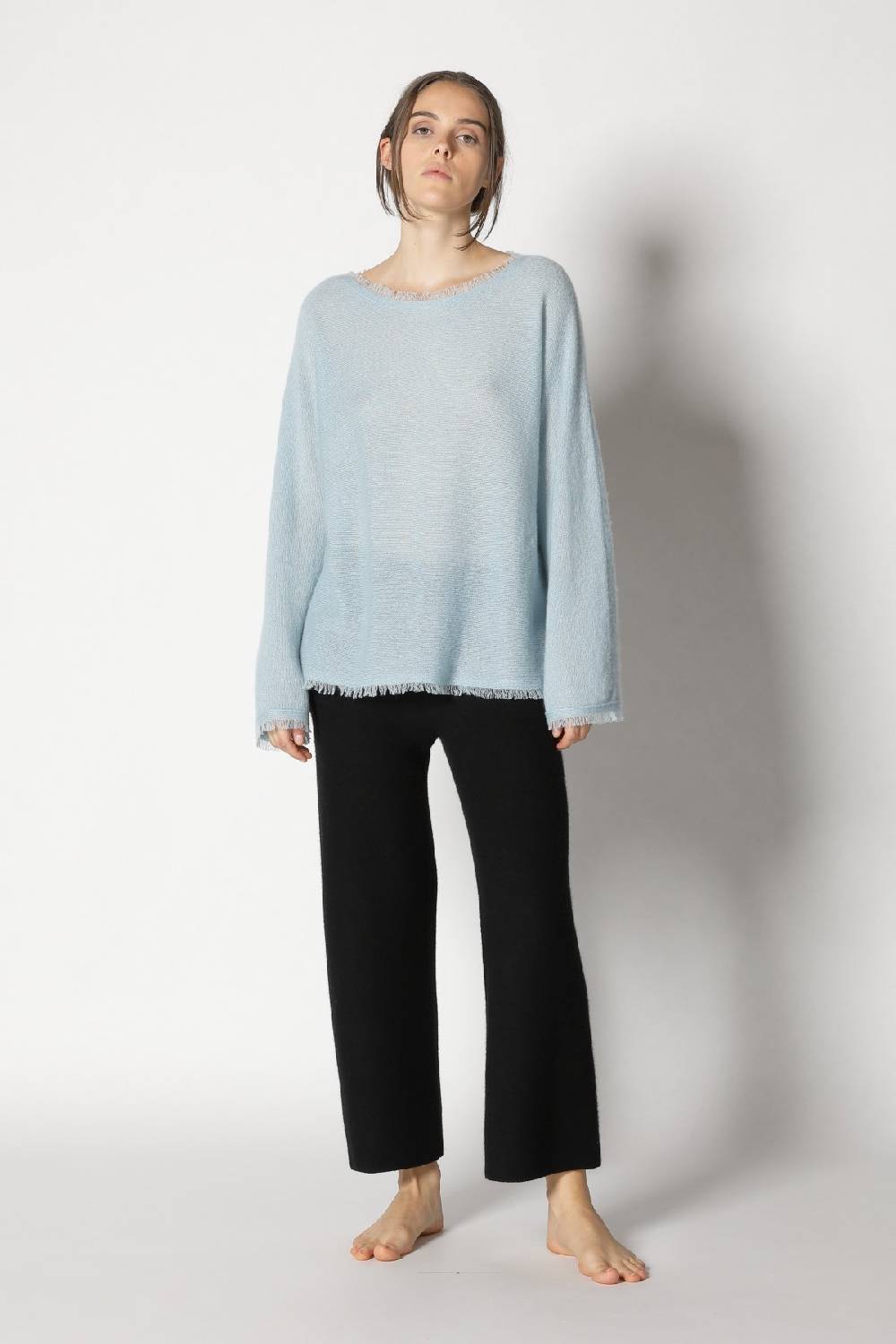 Sminfinity fluffy fringe boatneck + garter cropped pants Begrenzte Freigabe