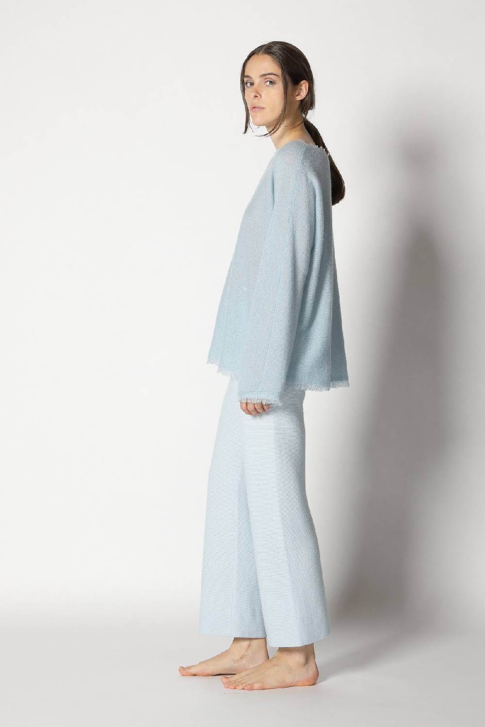 Sminfinity fluffy fringe boatneck + garter cropped pants Neueste Stile