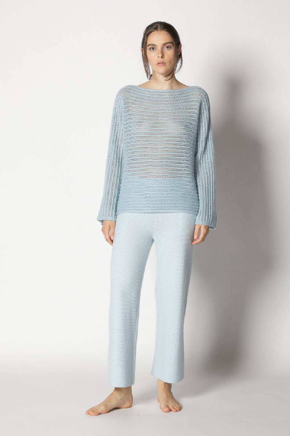 Sminfinity fluffy airy boatneck + fluffy airy plaid + garter cropped pants Letzte 2 Tage