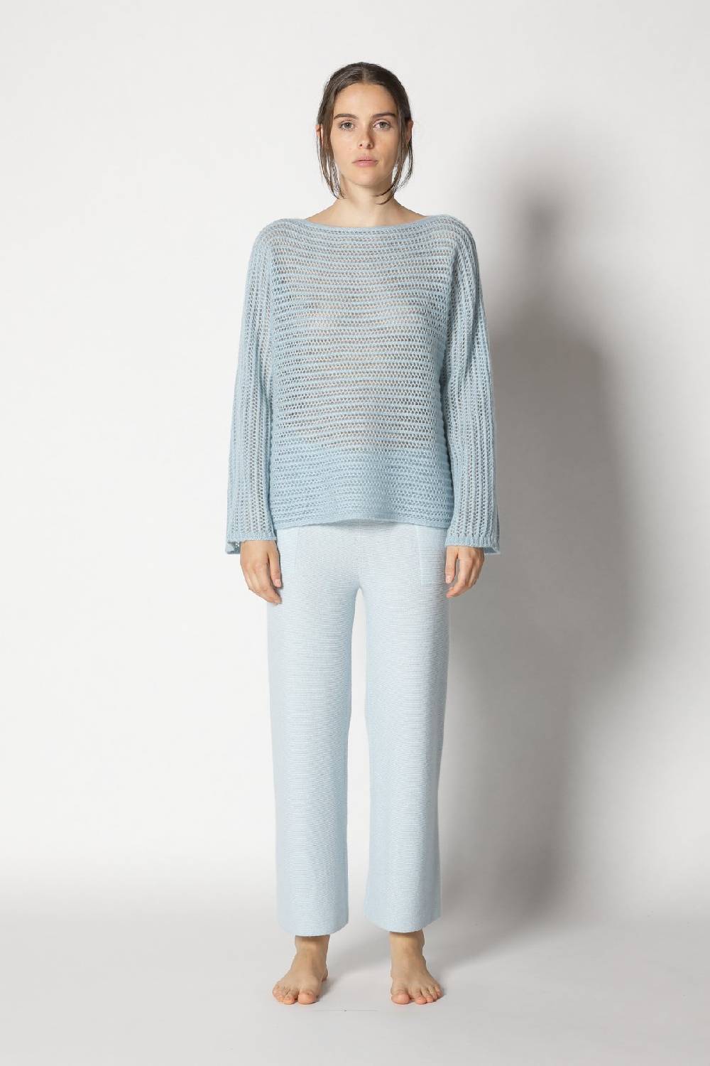 Sminfinity fluffy airy boatneck + fluffy airy plaid + garter cropped pants Letzte 2 Tage