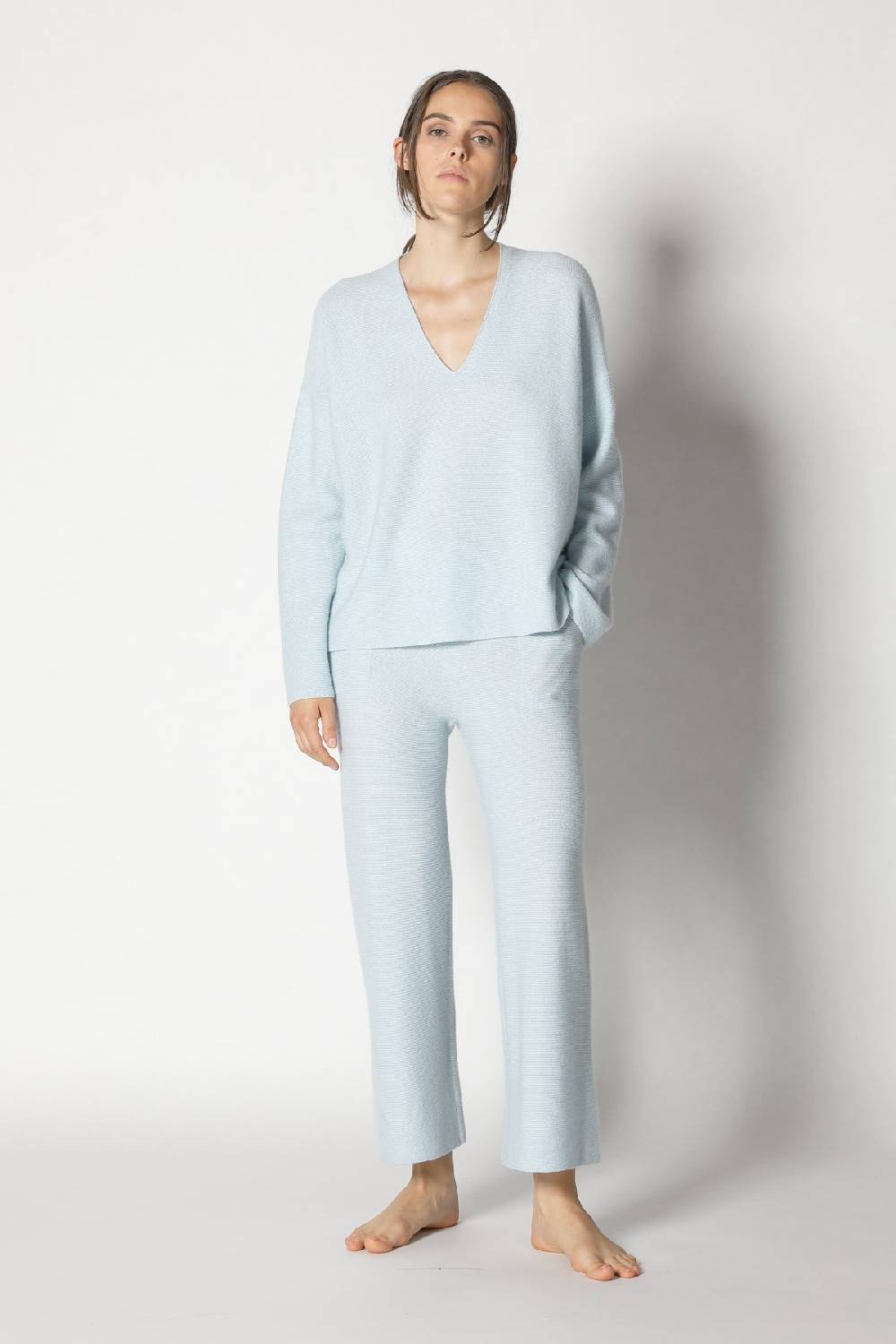 Sminfinity garter V neck + garter cropped pants
