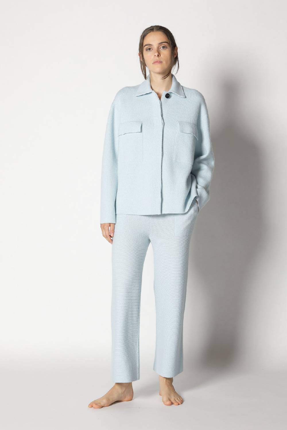 Sminfinity doubleface shirtjacket + garter cropped pants Bis zu 50% Rabatt