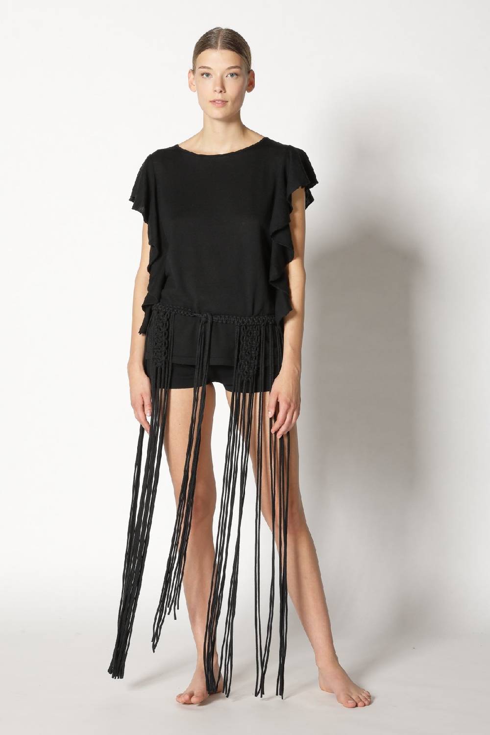 Sminfinity cool ruffle top + hang loose knot belt Rabatt