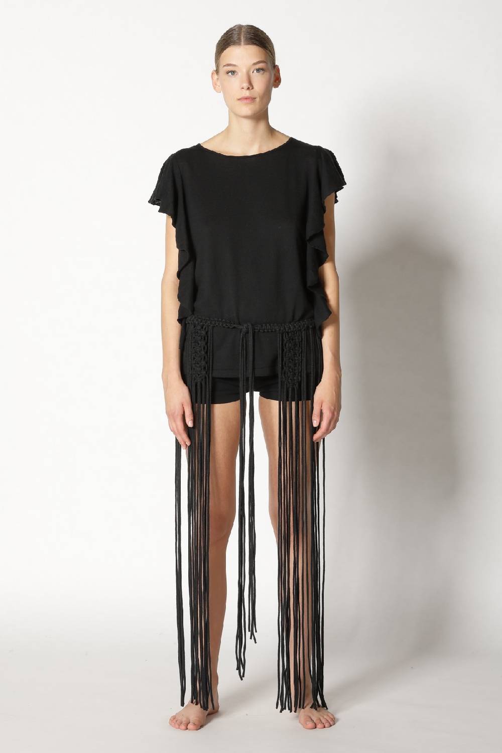 Sminfinity cool ruffle top + hang loose knot belt Rabatt