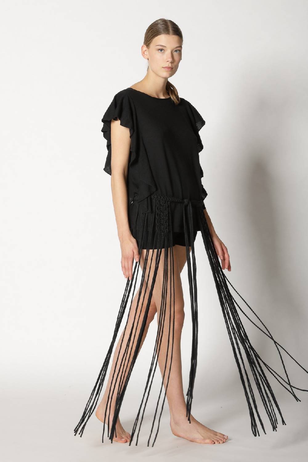 Sminfinity cool ruffle top + hang loose knot belt Rabatt