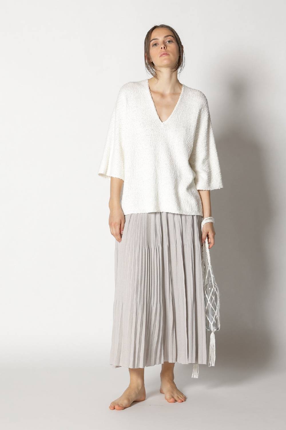 Sminfinity nubbly V neck + pima pleat skirt Preisnachlass