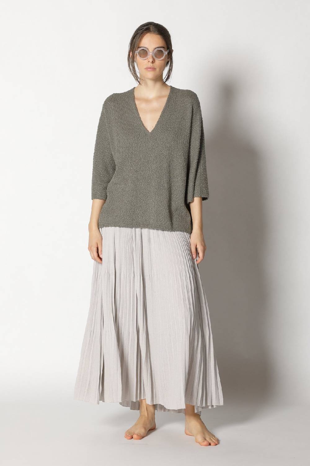 Sminfinity nubbly V neck + pima pleat skirt Weihnachtsangebot