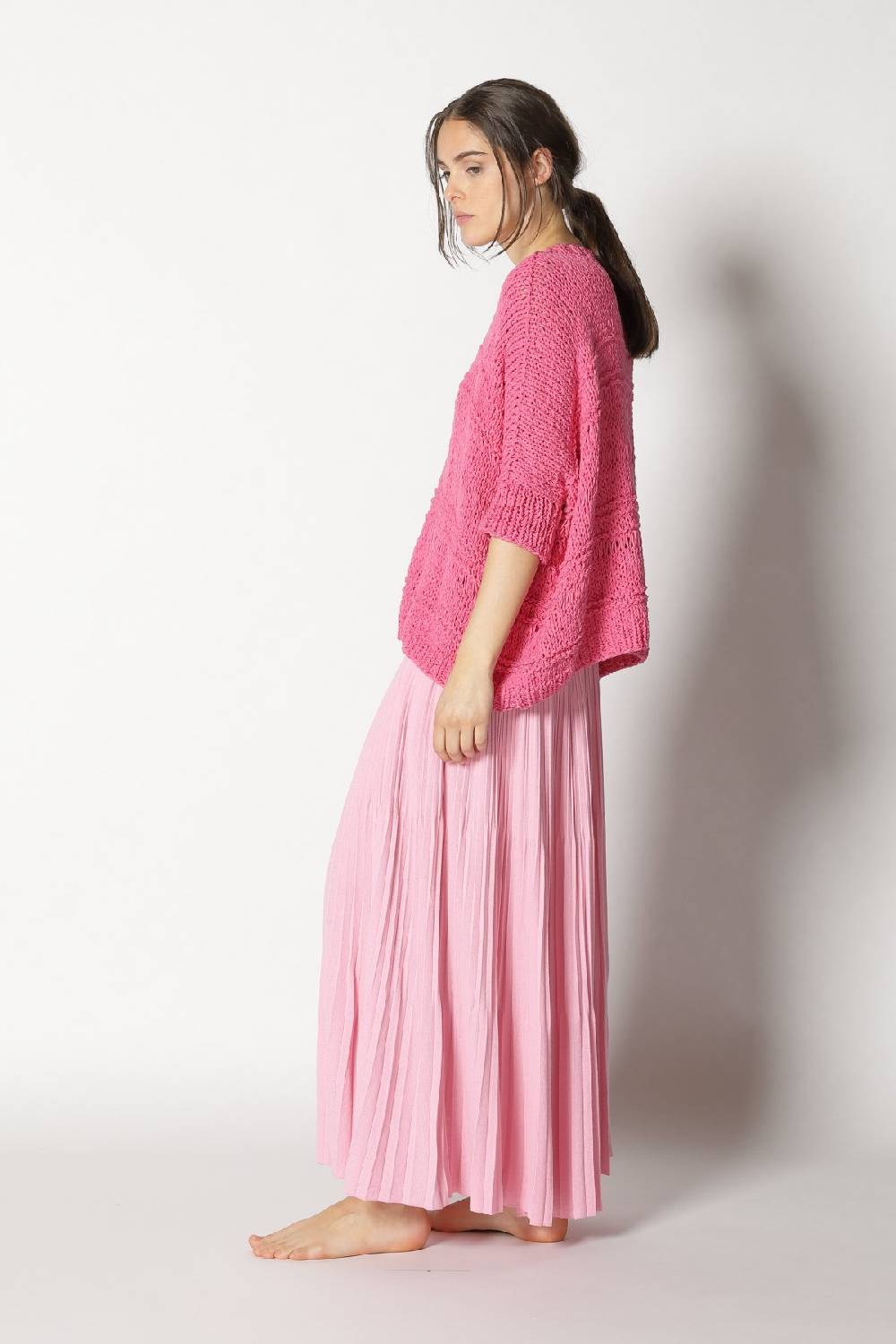 Sminfinity loose knit cape jumper + pima pleat skirt Top Angebot