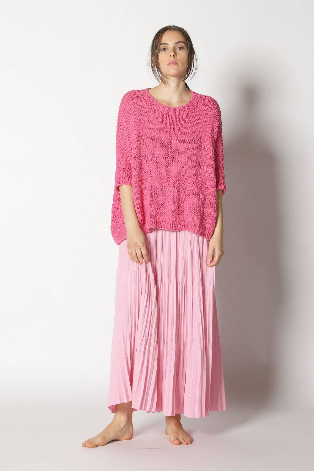 Sminfinity loose knit cape jumper + pima pleat skirt Top Angebot