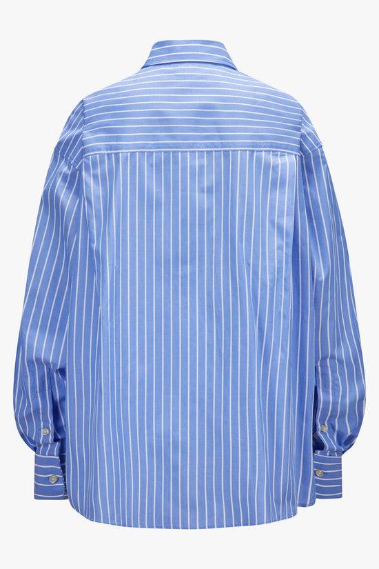 Soluzione Gestreifte Hemdbluse mit gerundetem Saum Neueste Mode