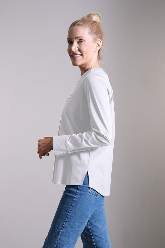 Soluzione Jerseybluse mit V-Ausschnitt & Manschetten Große Rabatte