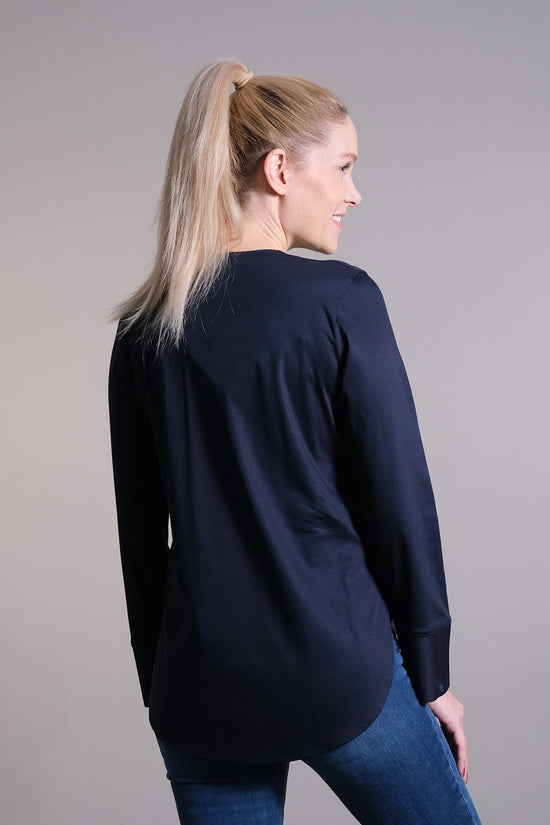 Soluzione Jerseyshirt mit überkreuztem V-Ausschnitt und Langarm Neuheiten