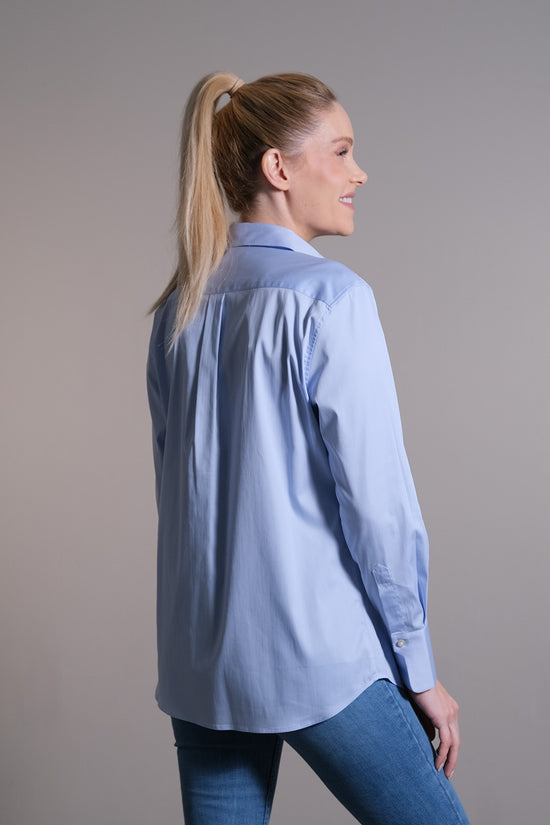 Soluzione Hemdbluse mit großem Kragen und Brusttasche Bestseller