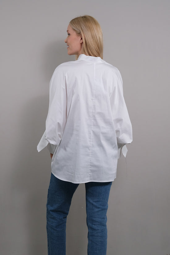 Soluzione Bluse mit 7/8 Ballonärmel Bianca Letzte 2 Tage