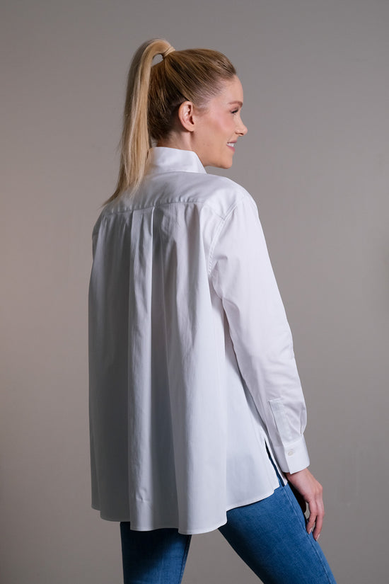 Soluzione Bluse in H-Form mit Stehkragen und Quetschfalte am Rücken Sonderangebot