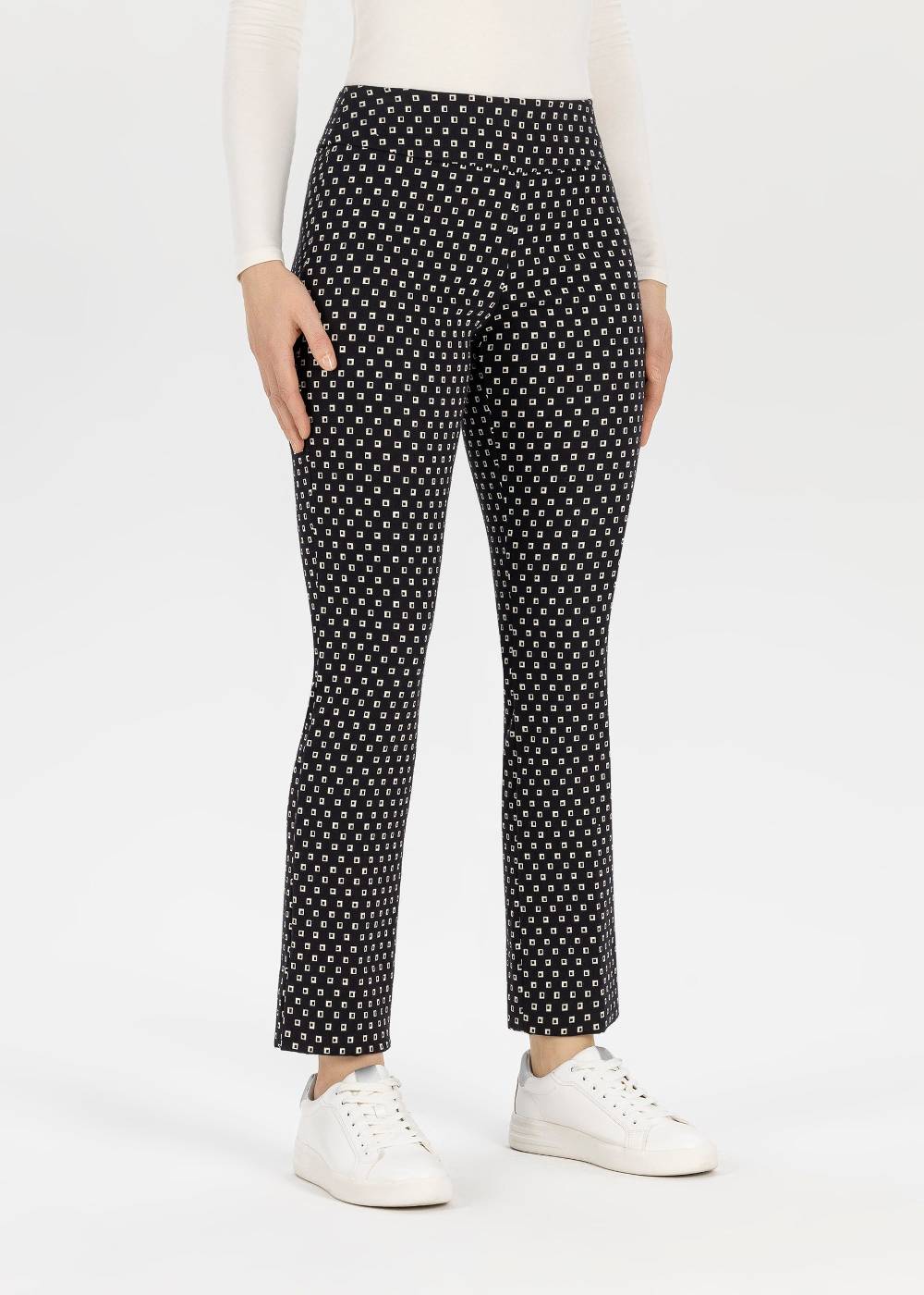 Stehmann 7/8-Hose Ina in Black and White Jacquard