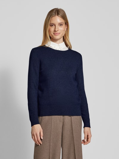 Peek & Cloppenburg Christian Berg WomanStrickpullover mit gerippten Abschlüssen in dunkelblau Jubiläumsangebot
