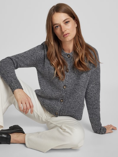 Peek & Cloppenburg Christian Berg WomanStrickjacke aus Wolle mit Rundhalsausschnitt in anthrazit melange Kostenlose Rückgabe