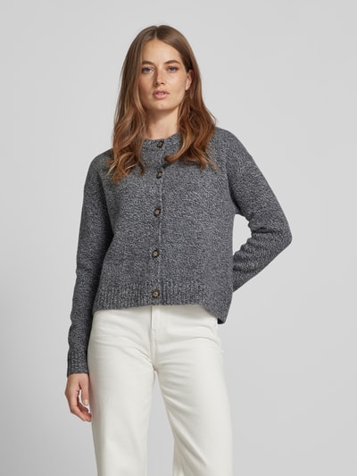 Peek & Cloppenburg Christian Berg WomanStrickjacke aus Wolle mit Rundhalsausschnitt in anthrazit melange Kostenlose Rückgabe