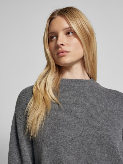 Peek & Cloppenburg Jake*s CasualStrickpullover mit gerippten Abschlüssen in dunkelgrau melange Bis zu 65% Rabatt