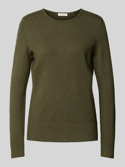 Peek & Cloppenburg Christian Berg WomanStrickpullover mit gerippten Abschlüssen in oliv melange Bis zu 55% Rabatt