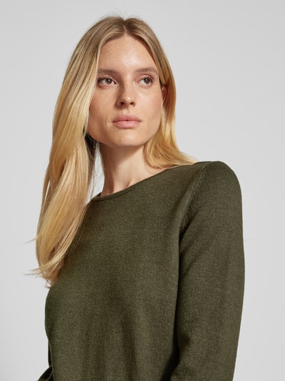 Peek & Cloppenburg Christian Berg WomanStrickpullover mit gerippten Abschlüssen in oliv melange Bis zu 55% Rabatt