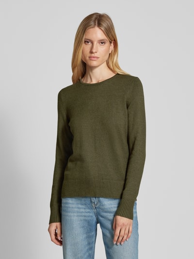 Peek & Cloppenburg Christian Berg WomanStrickpullover mit gerippten Abschlüssen in oliv melange Bis zu 55% Rabatt