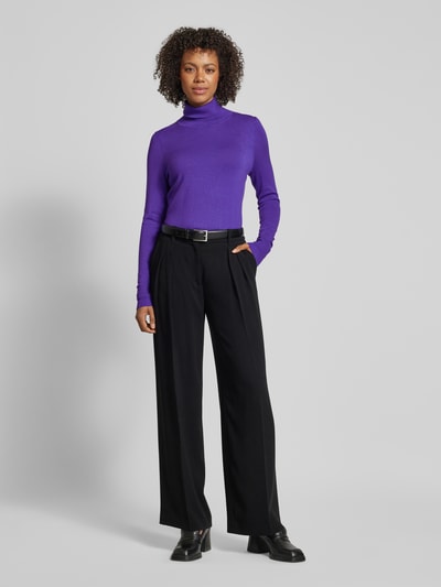 Peek & Cloppenburg Christian Berg WomanStrickpullover mit gerippten Abschlüssen in violett