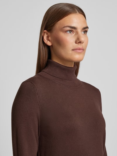 Peek & Cloppenburg Christian Berg WomanStrickpullover mit gerippten Abschlüssen in dunkelbraun Riesige Rabatte