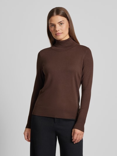 Peek & Cloppenburg Christian Berg WomanStrickpullover mit gerippten Abschlüssen in dunkelbraun Riesige Rabatte