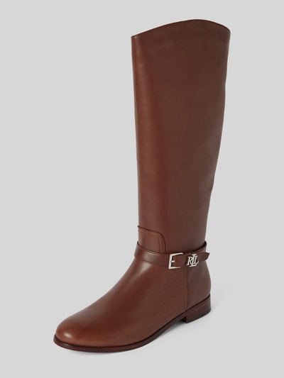 Peek & Cloppenburg Lauren Ralph LaurenLederstiefel mit Label-Applikation Modell 'BROOKE' in dunkelbraun