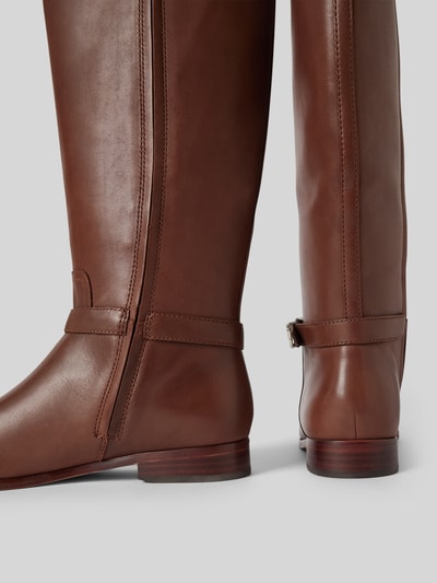 Peek & Cloppenburg Lauren Ralph LaurenLederstiefel mit Label-Applikation Modell 'BROOKE' in dunkelbraun Günstig kaufen