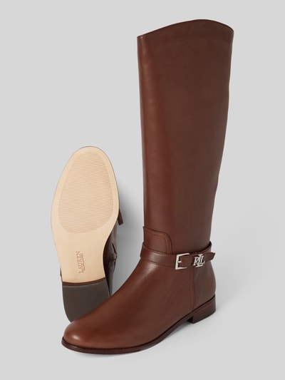 Peek & Cloppenburg Lauren Ralph LaurenLederstiefel mit Label-Applikation Modell 'BROOKE' in dunkelbraun Günstig kaufen