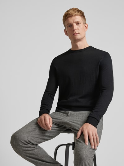 Peek & Cloppenburg Christian Berg MenStrickpullover mit Rundhalsausschnitt in black Letzte 3 Tage