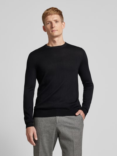 Peek & Cloppenburg Christian Berg MenStrickpullover mit Rundhalsausschnitt in black Letzte 3 Tage