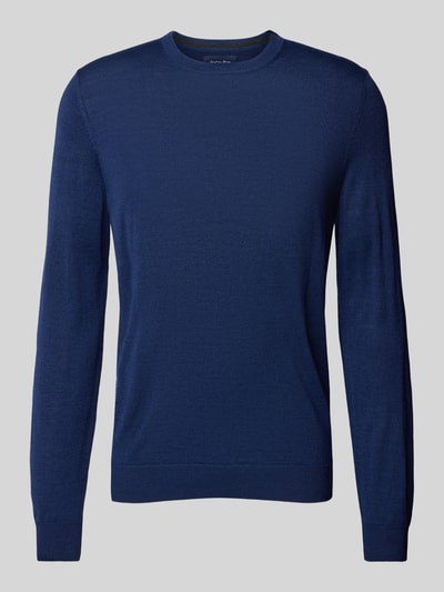 Peek & Cloppenburg Christian Berg MenStrickpullover mit Rundhalsausschnitt in dunkelblau melange Neueste Stile