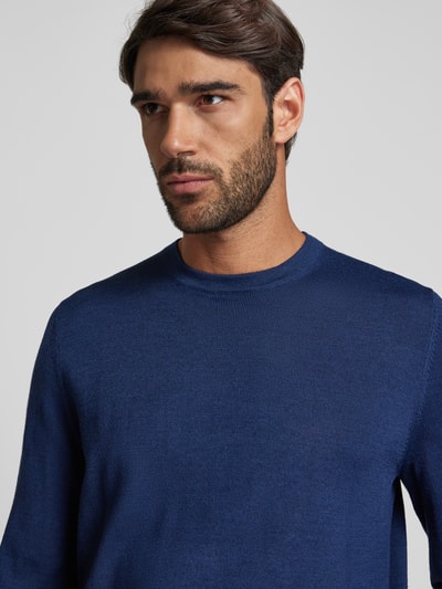 Peek & Cloppenburg Christian Berg MenStrickpullover mit Rundhalsausschnitt in dunkelblau melange Neueste Stile