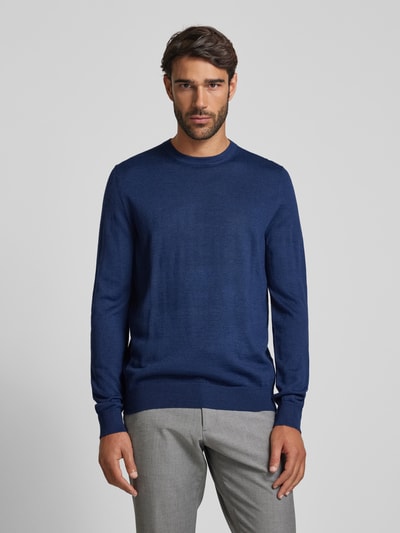 Peek & Cloppenburg Christian Berg MenStrickpullover mit Rundhalsausschnitt in dunkelblau melange Neueste Stile