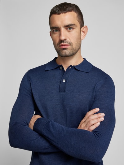 Peek & Cloppenburg Christian Berg MenSlim Fit Strickpullover mit Polokragen in dunkelblau melange Letzter Tag